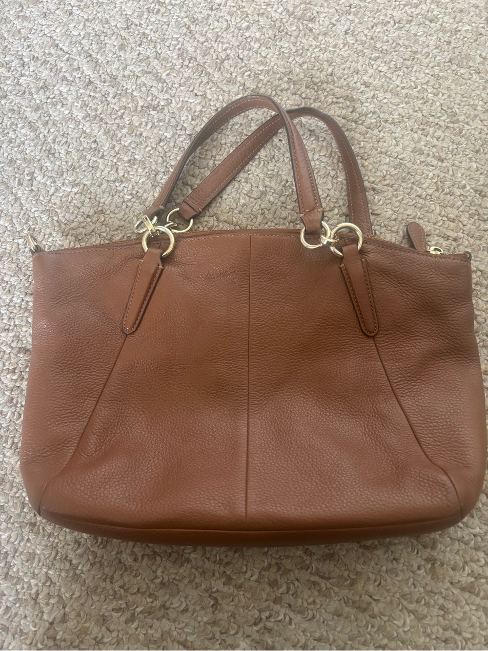 COACH Brown Pebbled Leather Satchel with Gold Hardware - Picture 2 of 4